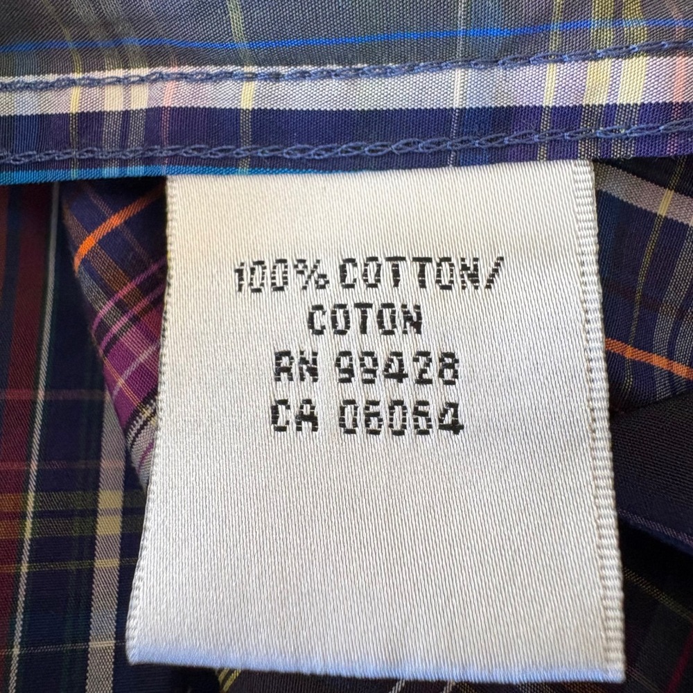 BUGATCHI UOMO Men's Plaid Long‎ Sleeve Button Down Shirt Shaped Fit Blue Purple - Picture 7 of 9